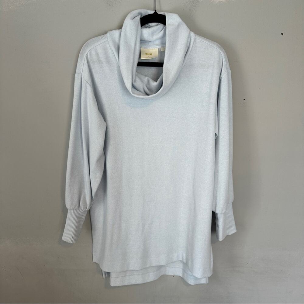 Anthropologie Maeve Cowl Neck Long Sleeve Tunic Style Sweater Light Blue